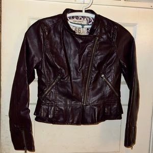 Route 66 Girls Large Faux Leather Zipper Jacket